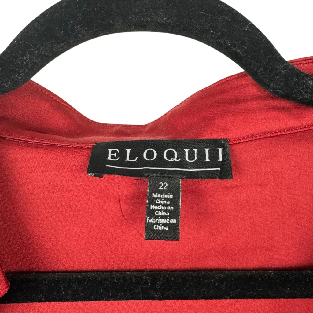 NWT‎ ELOQUII CROPPED SATIN BLOUSE Surplice Faux Wrap Red Holiday Plus Size 22 - Image 5