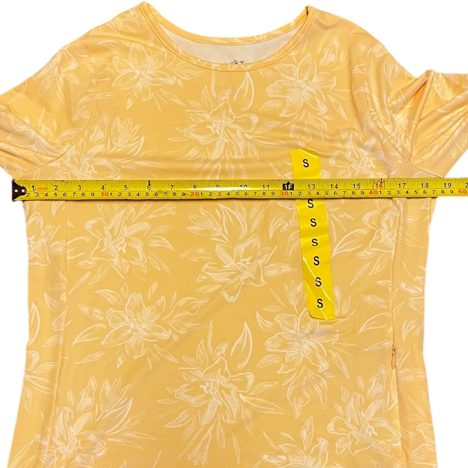 Hang Ten Yellow Long Sleeve Floral Sun Protection Shirt UPF 50+ Size Small - Image 3