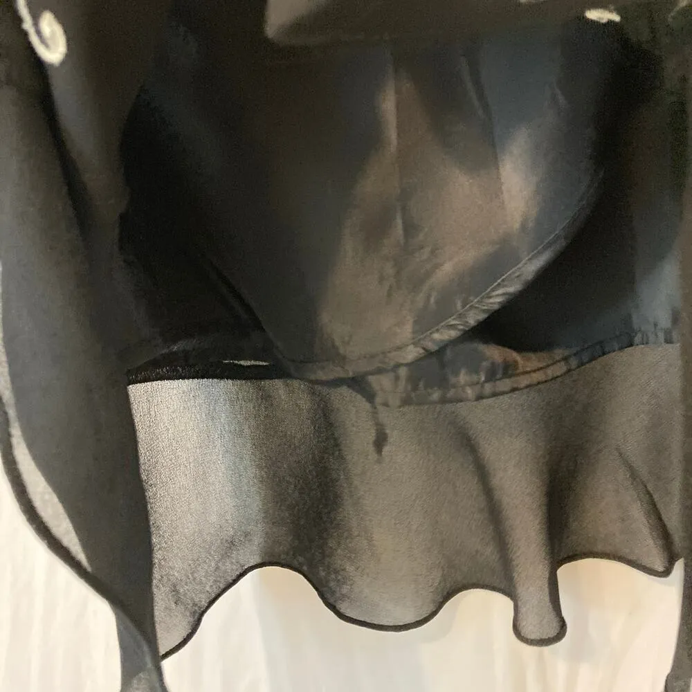 Vintage Plaza South Black Ruffle Embroidered Two Piece Blazer Skirt Set Suit Size 10 - Image 12