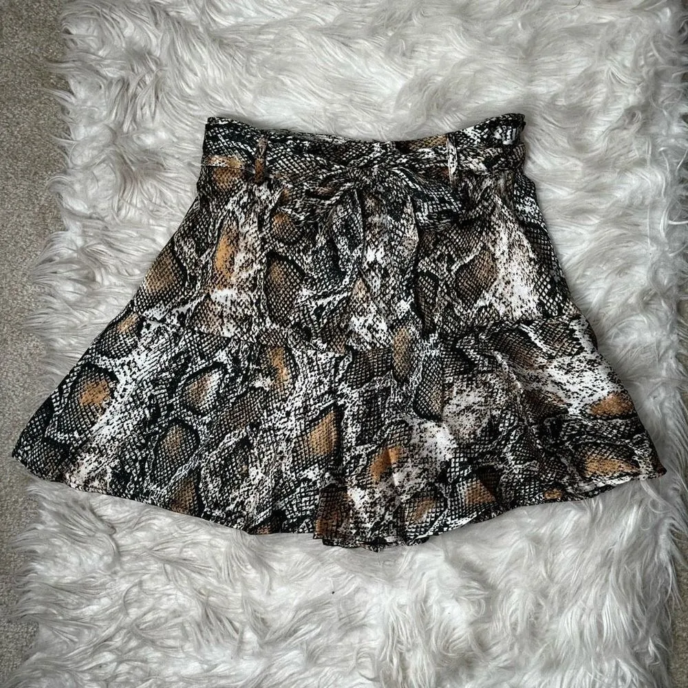 Zara Snake Print Micro Mini Skort Skirt - Image 3