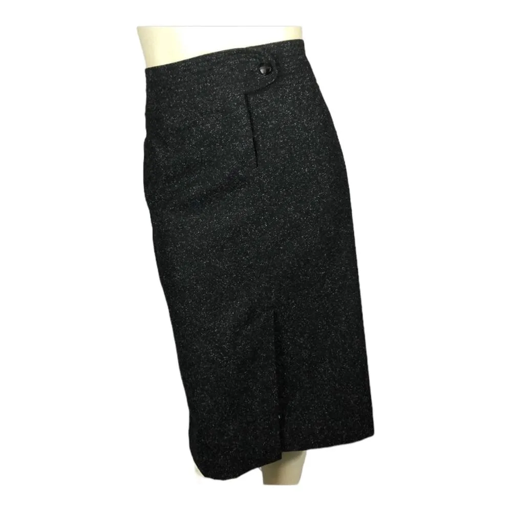 Vintage David N Black & White wool Speckle Pencil knee length Skirt size 12 - Image 4