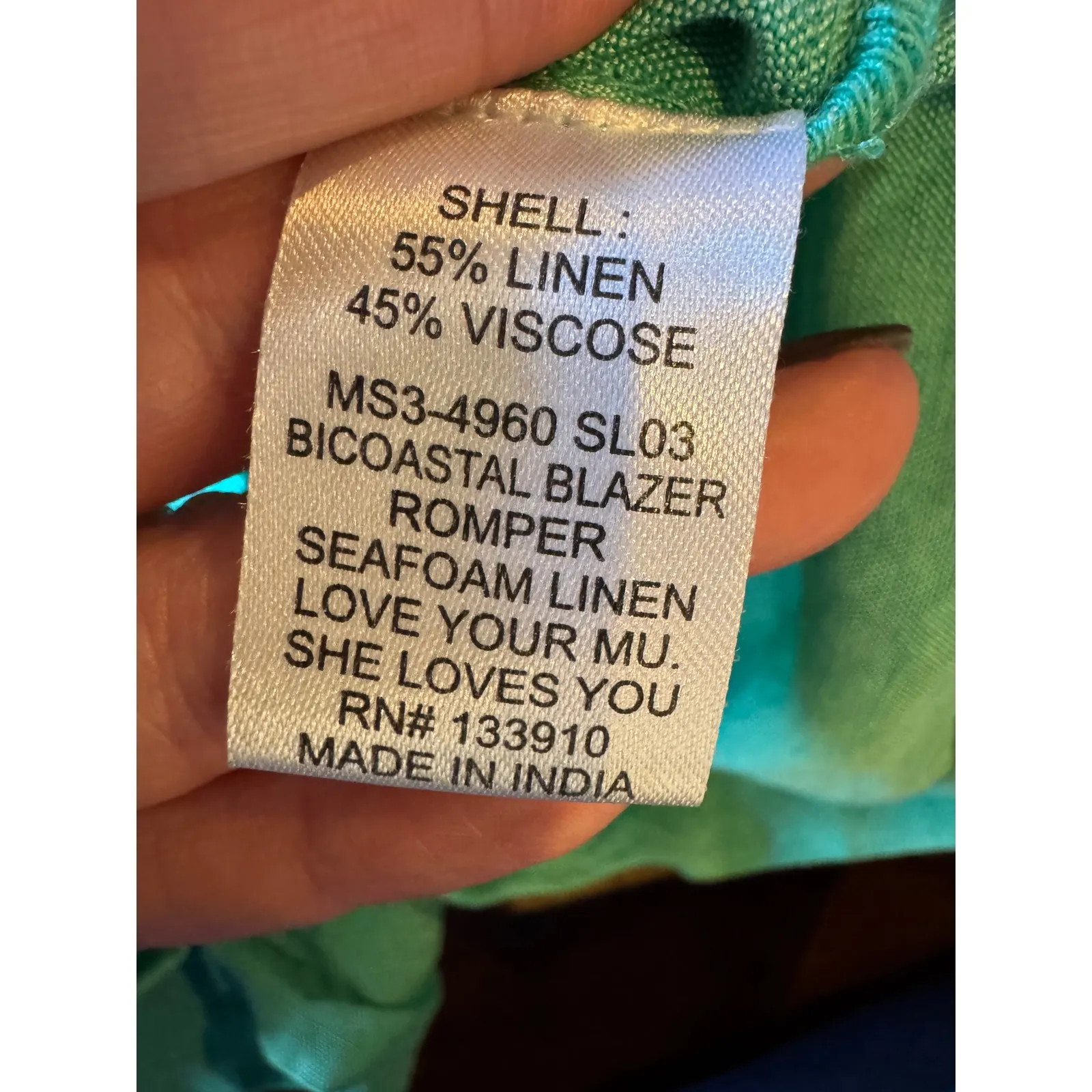 Show Me Your Mumu Romper Women Medium Green Linen Blend‎ Bicoastal Blazer Preppy - Image 9