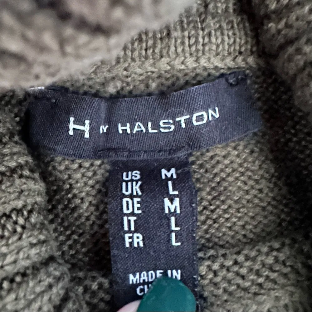 🦋 Women’s H by Halston Olive Green Turtleneck Sweater Medium M - Image 8