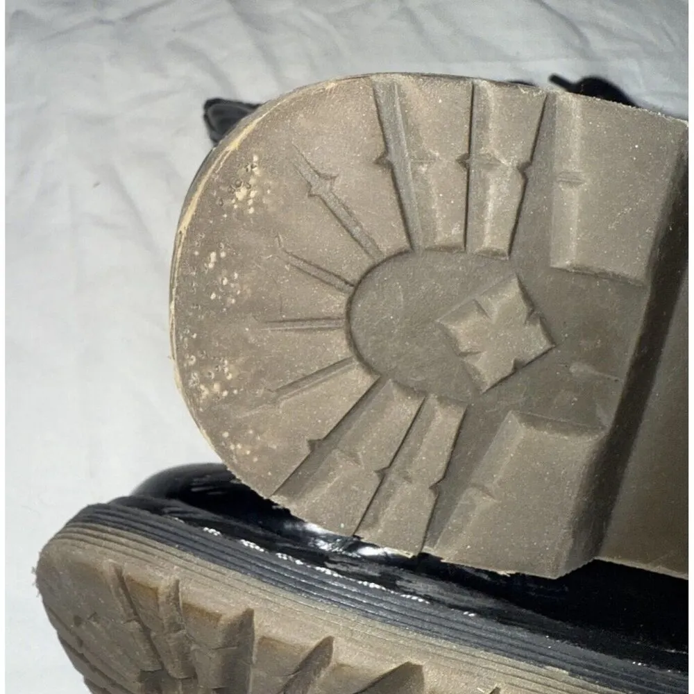 Aeropostale Boots Womens Size 9 Black Faux Patent Leather Combat Goth Grunge - Image 8