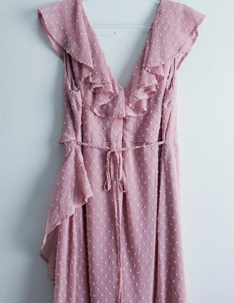 Lulu's Fearless Love Rose Swiss Dot Maxi Ruffle Dress Pink Size XL - Image 7
