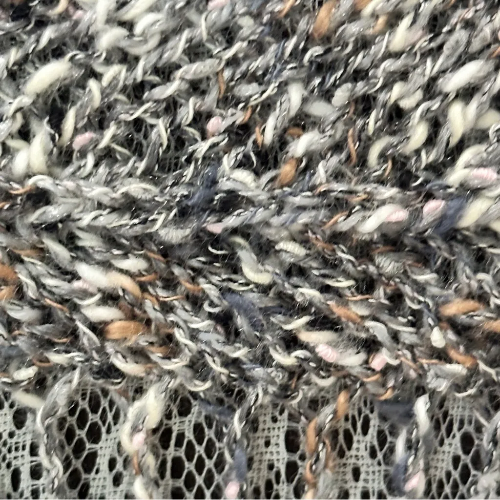 Chunky Knit Open Front Sweater Vest Cardigan – Neutral Gray Multi Black Size M - Image 10