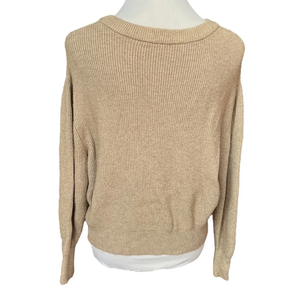 Zara Knit Ribbed Cropped Sweater Tan Size Small - Image 2