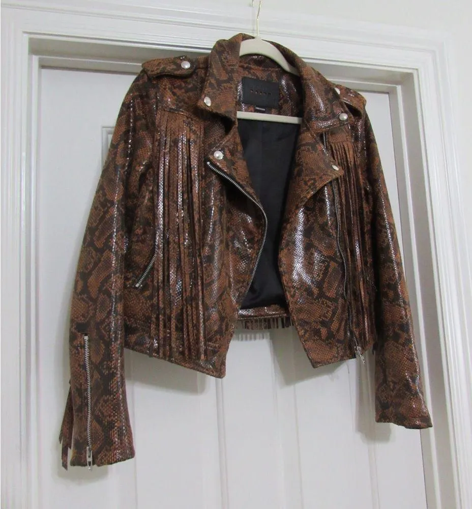 BLANK NYC Fringe Snakeskin Faux Leather Moto Jacket - Image 4