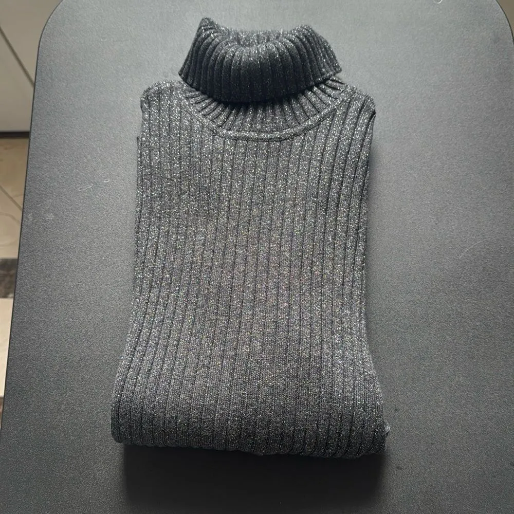 Chicos lurex sweater nwt size 0 graphite grey - Image 5