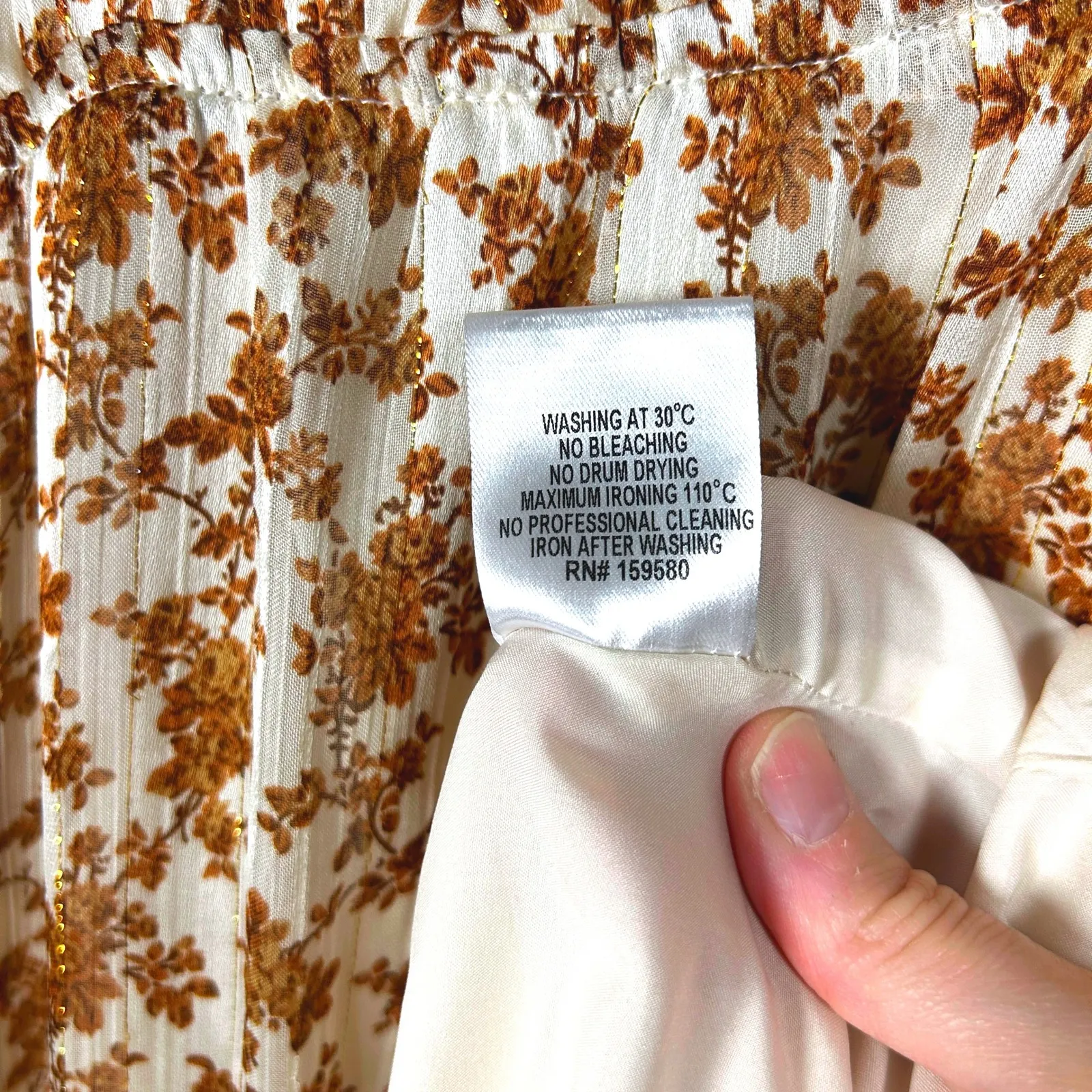 Pink‎ Lily Floral Long Sleeve Midi Dress V Neck Ruffle Cuffs Women's - Image 11