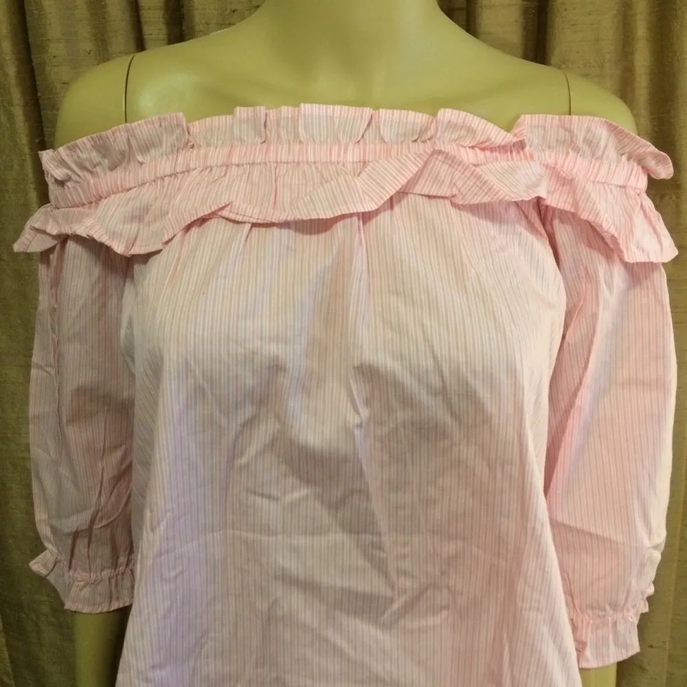 Heart & Hips 100% Cotton Candy-Striped Off the Shoulder Top - Image 4