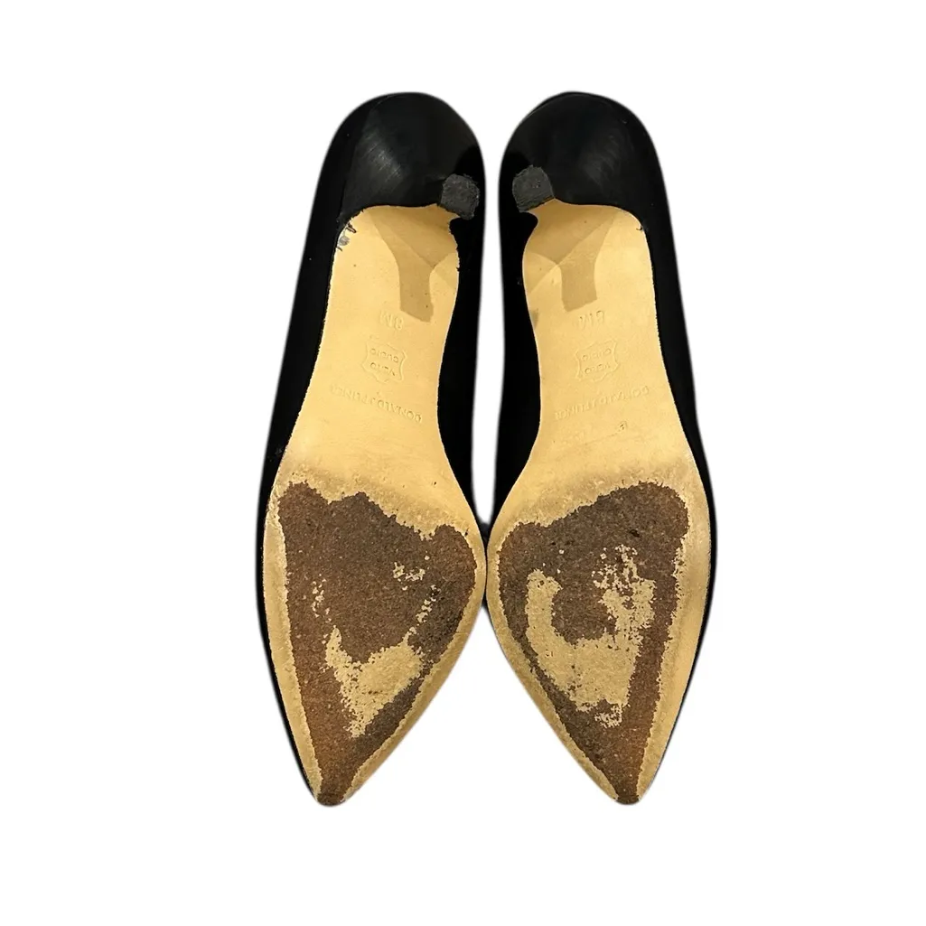 Donald J. Pliner Classic Black Fabric Leather Sole Kitten Heels Shoes Size 8 - Image 6