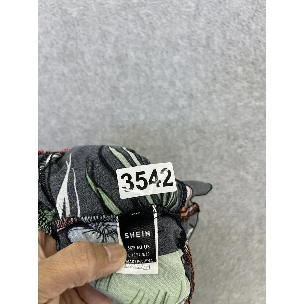 Shein Women's Off Shoulder Blouse Cropped Cut out Tie Black Floral Large - Image 4