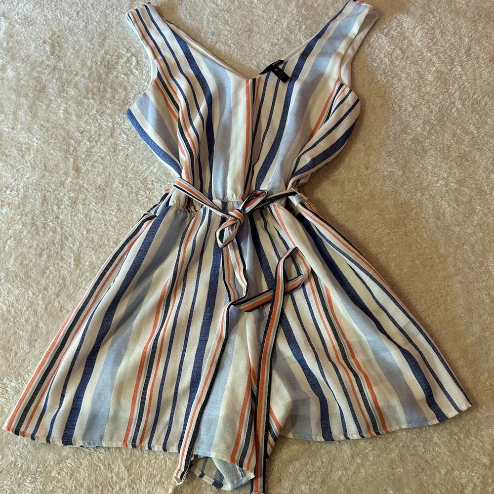Aqua Striped Colored‎ Romper Size Medium - Image 2