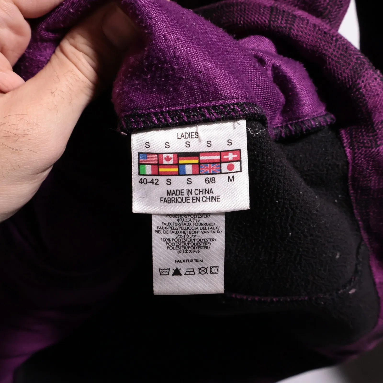 Spyder Womens Plaid Fleece Lined Hooded Jacket Purple Black Size Small Outdoor - Image 4