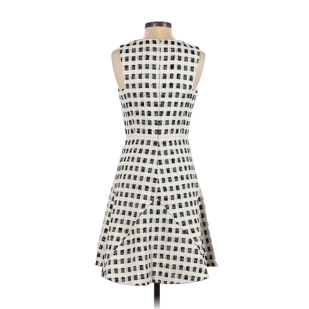 Derek Lam 10 Crosby Women's Size 0 Checker Print V-Neck Sleeveless Dress - Image 2