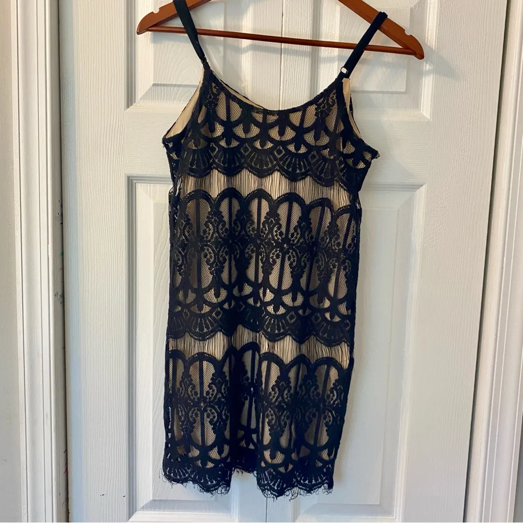 Fire Los Angeles Top XS Sleeveless Tank Black Lace Slip Fringe Cocktail Flapper - Image 5