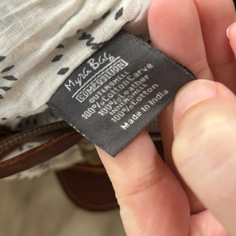 Myra Leather & Canvas Crossbody Messenger Mail Bag Western Boho Brown - Image 7