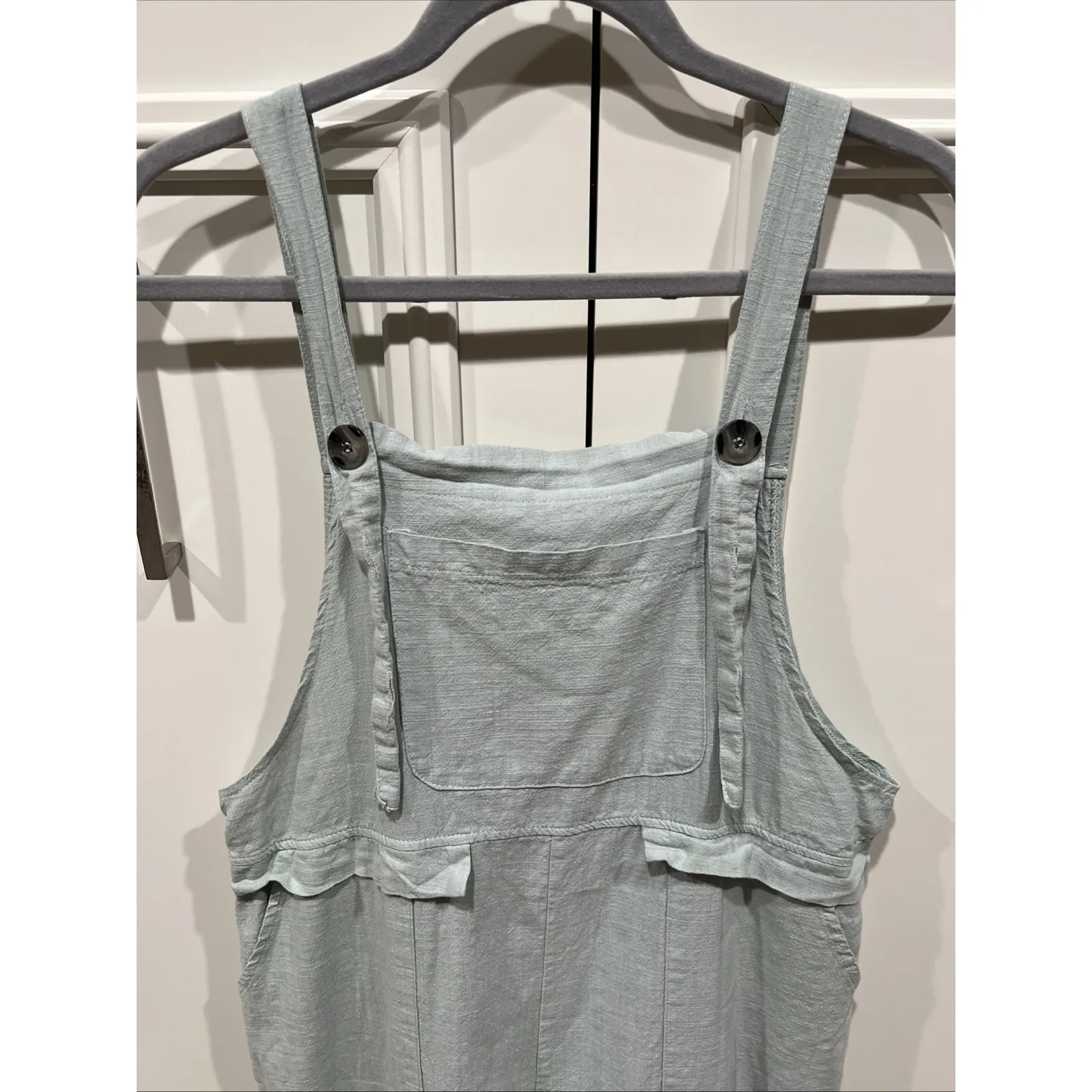 Sage Green Boho Lagenlook Overalls Granola Comfy Linen Blend Lagenlook Boho - Image 2