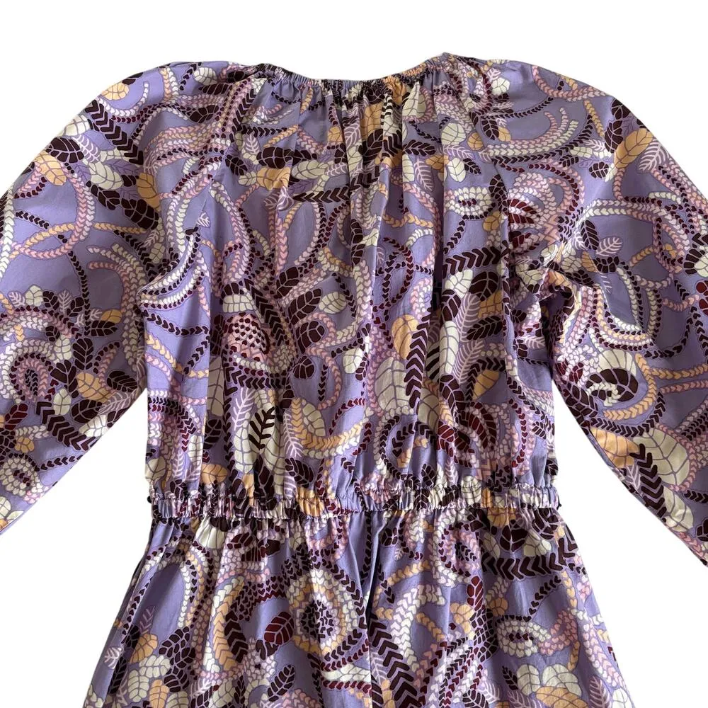 A.L.C. Rosanna Purple Paisley Print Cotton Mini Dress Women’s Size 6 - Image 7