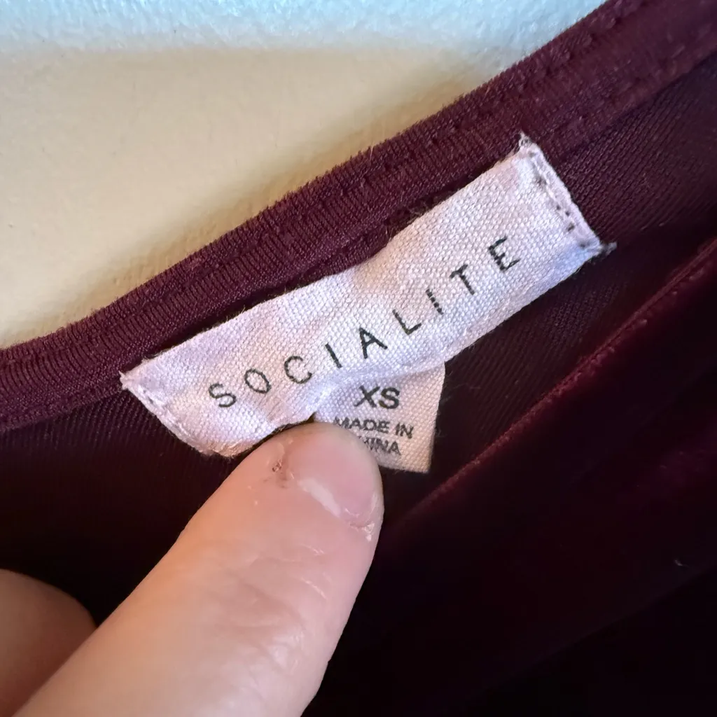 Socialite  Deep Red Velvet Top - Image 5