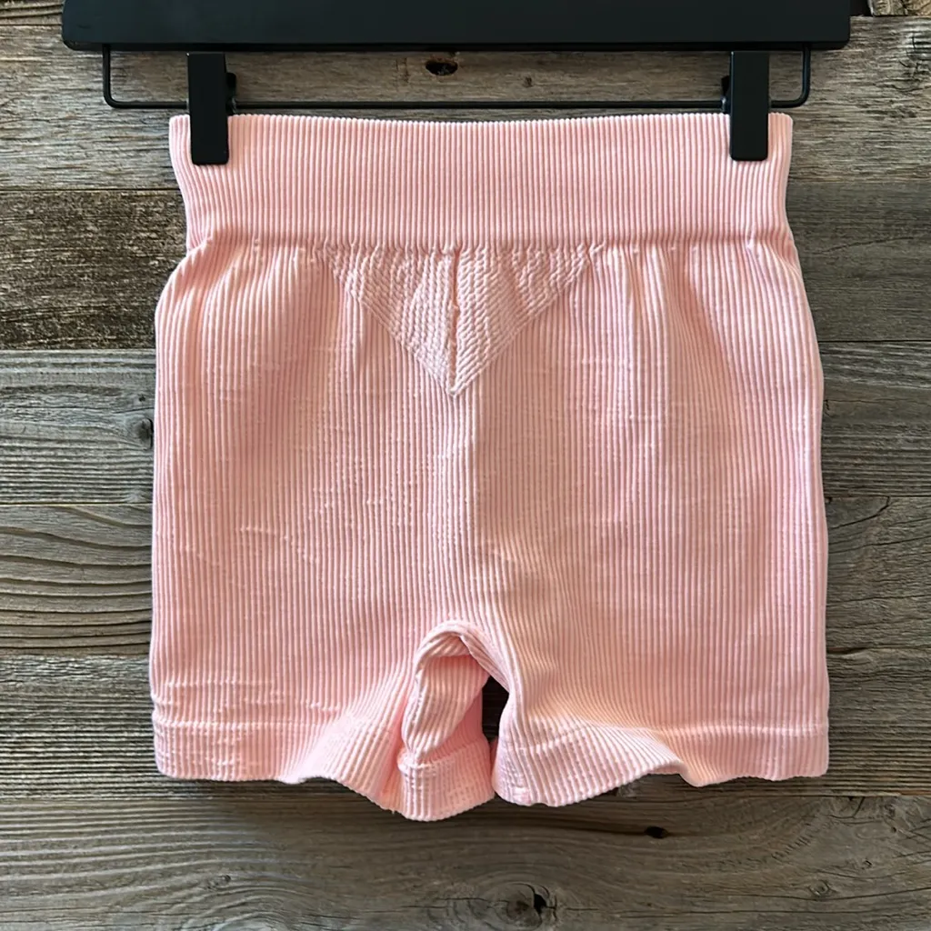 Free People Movement Purple Sports Bra and Biker Pink Ribbed Short Set Size XS/S - Image 4