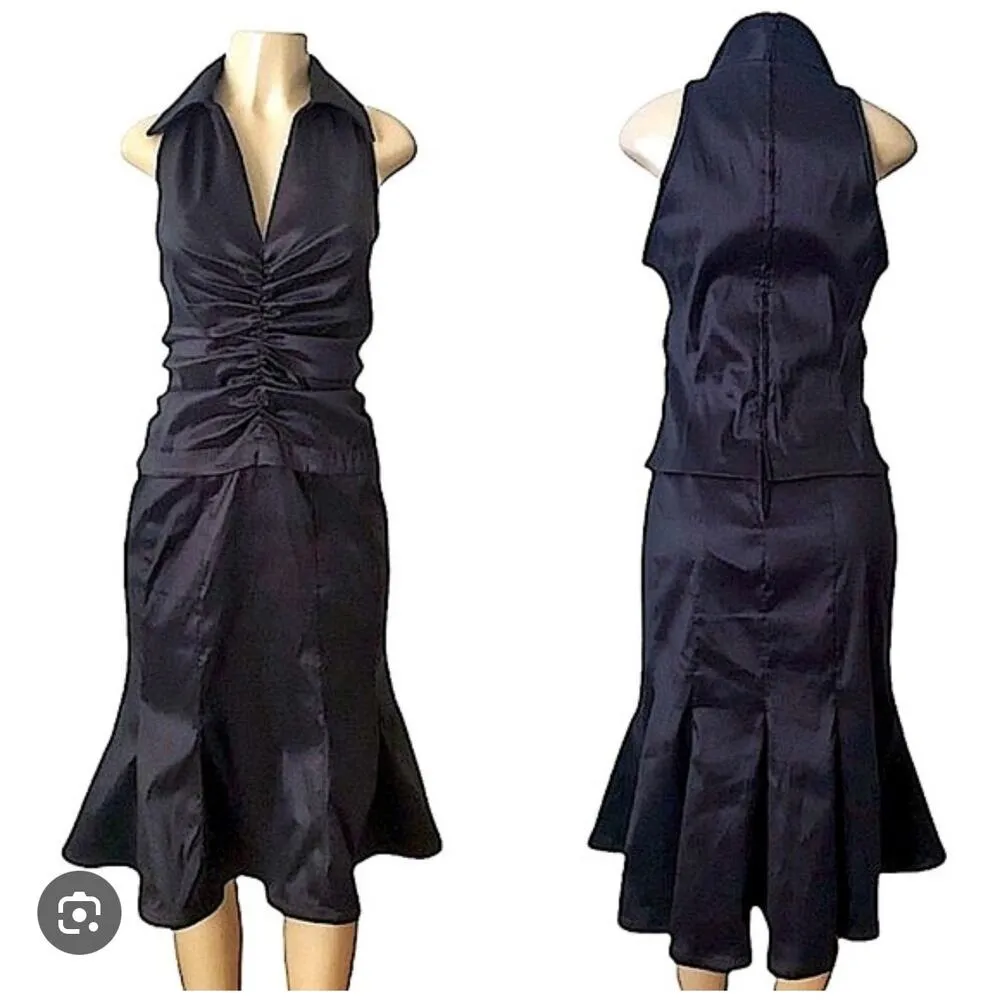 Vintage Tadashi Shoji dress size 12P black sleeveless ruched Quiet luxury - Image 2