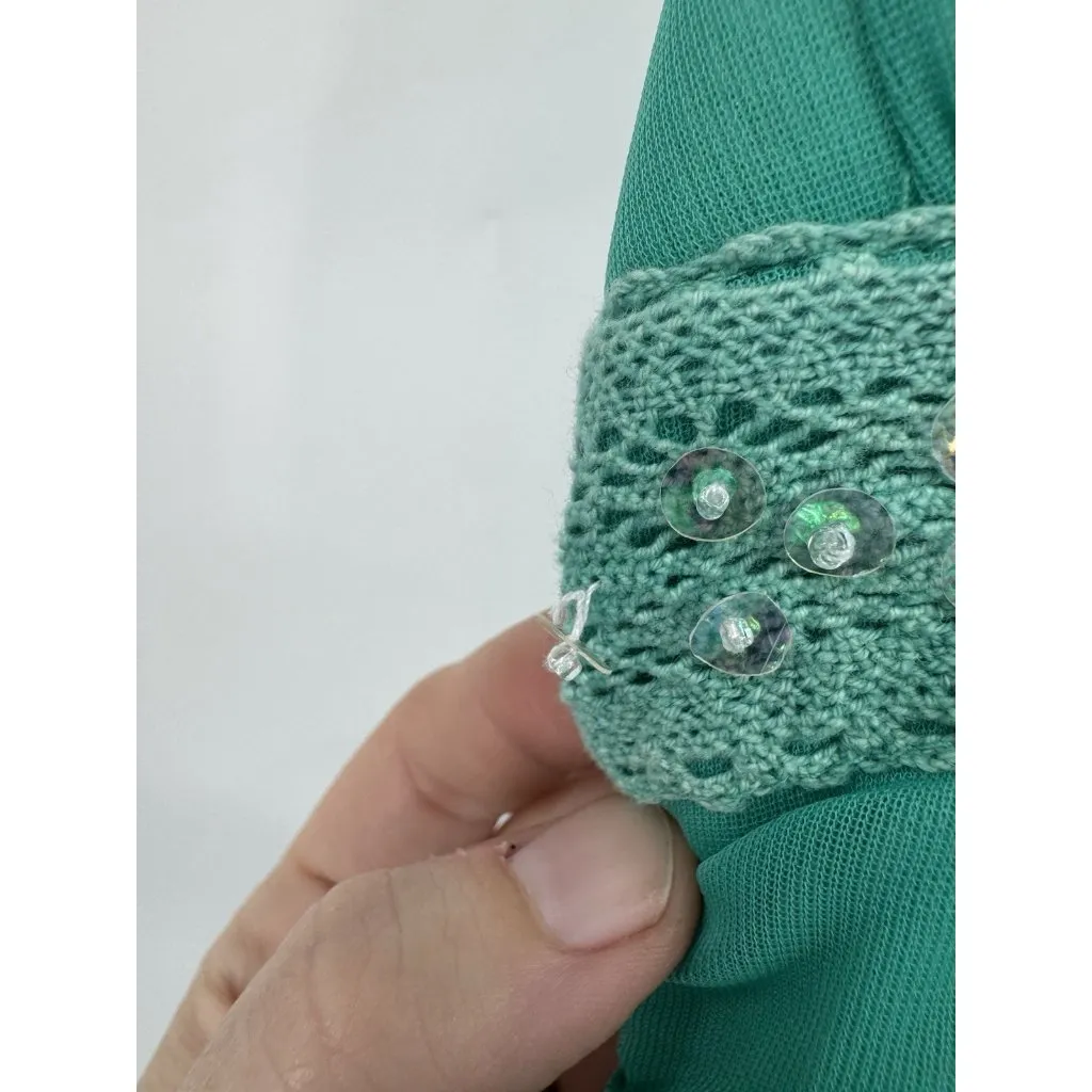 VTG City Triangles Y2K Retro Mermaid Whimsical Mini Dress Women S Blue Sequins - Image 4