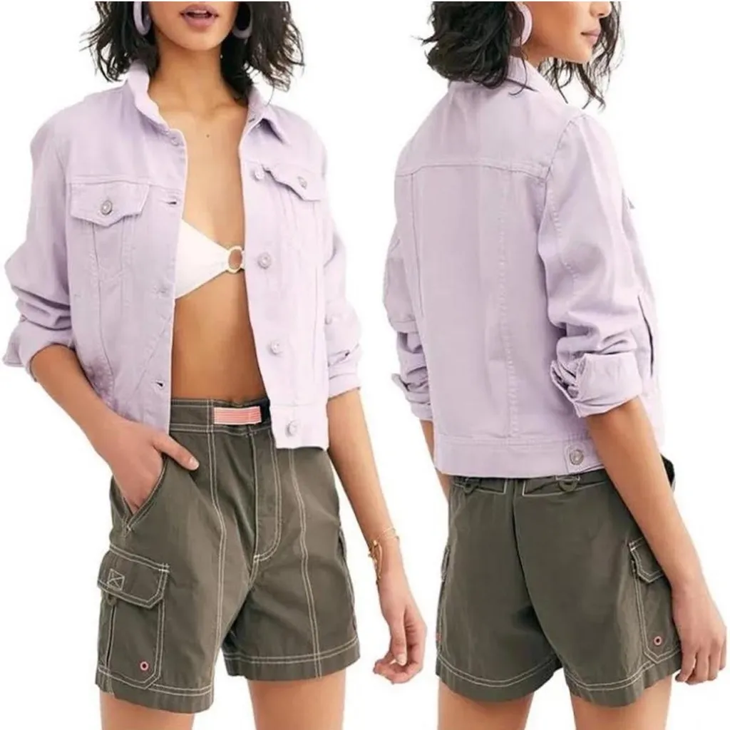Free People Rumors Lilac Denim Jacket - Image 2