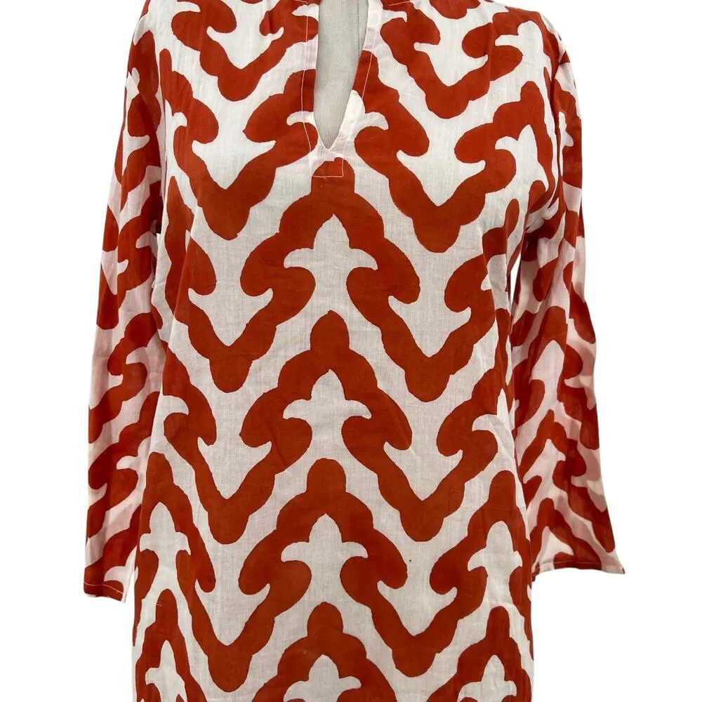 Roberta Roller Rabbit  Gala Kurta Tunic‎ Persimmon Print Size XS - Image 3