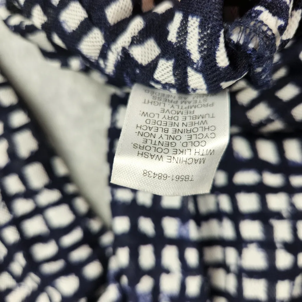 Pendleton Womens Blouse Top 3/4 Sleeve Blue Check Ruched Size L Large - Image 7