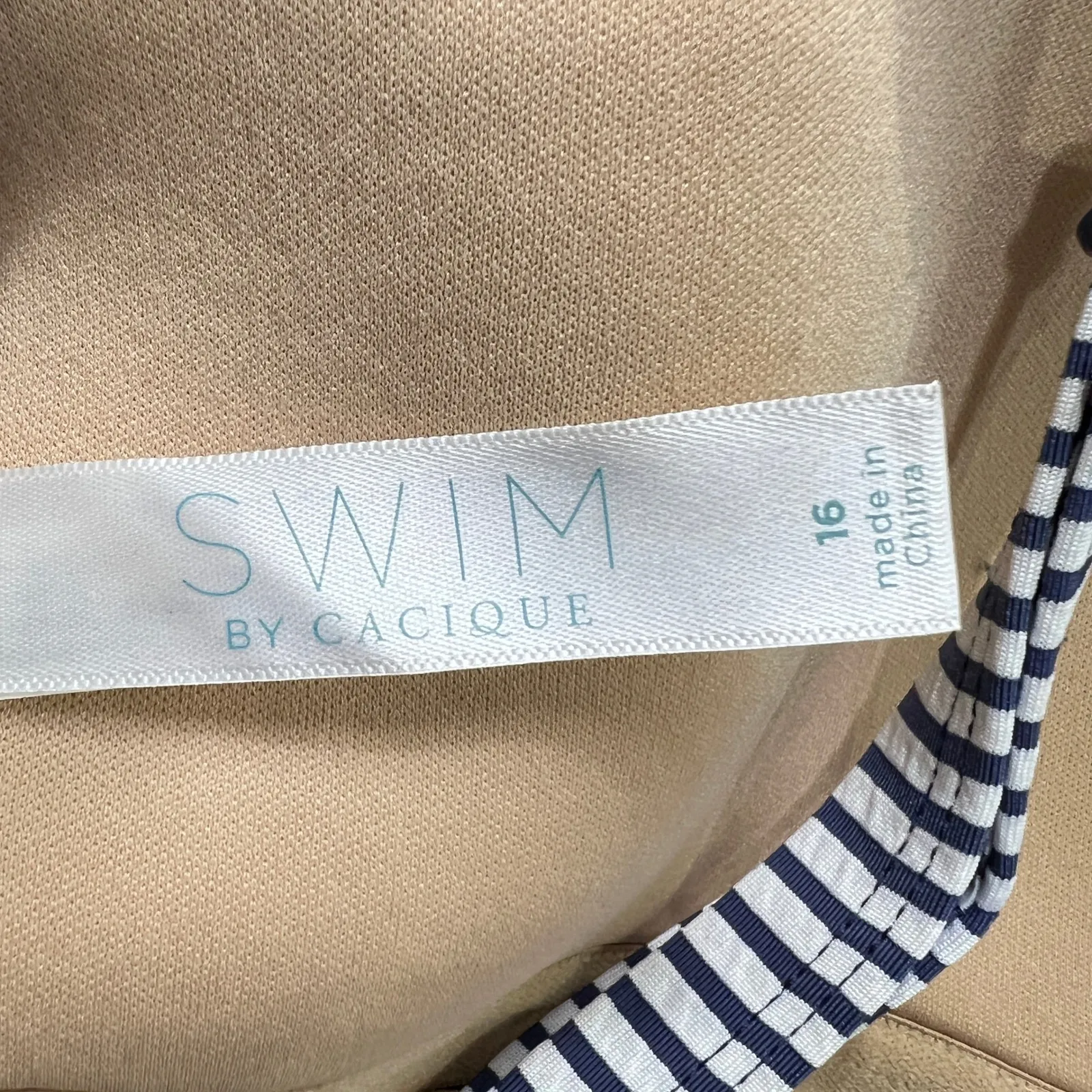 Cacique Swim Tankini Top Striped Tiered Layered Swimsuit‎ Top Size 16 - Image 4