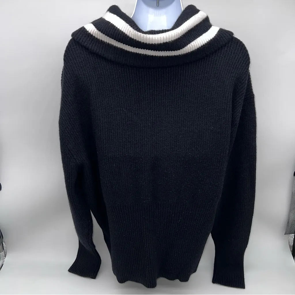 Torrid Black w/White Stripes on the Cowl Neck of the Sweater- Size 1X - Image 4