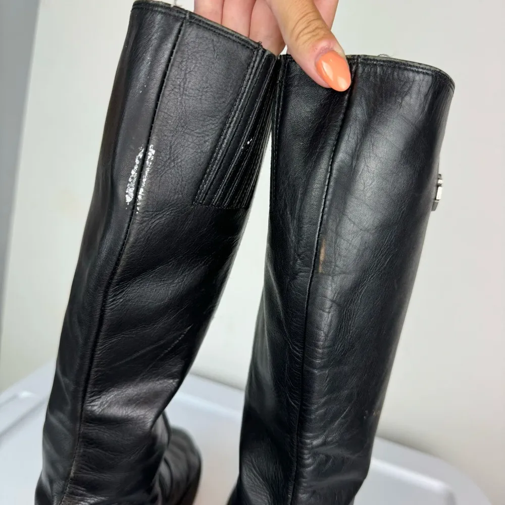 Vtg Y2K Harley Davidson Black Leather Tall Pavement Boots Sz 7.5 Chunky Moto - Image 15