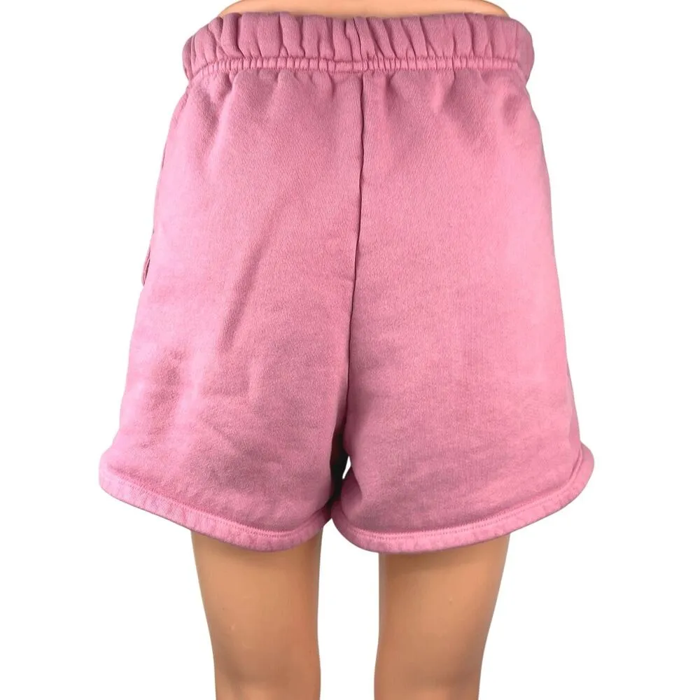 Set Active Pink Fleece Sherpa Lined Pull On High Waisted Sweat Shorts Size S - Image 3