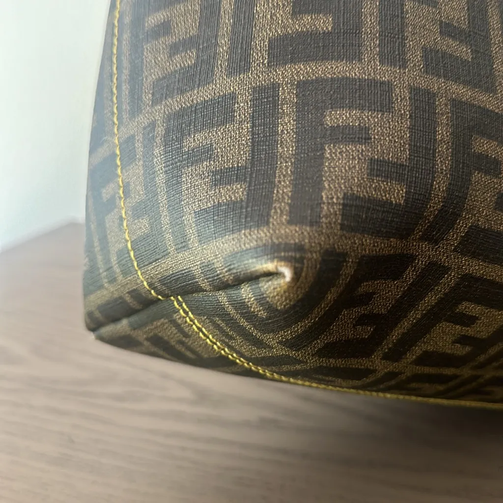 Fendi Zucca Coated Canvas Tote Yellow Interior - Image 15