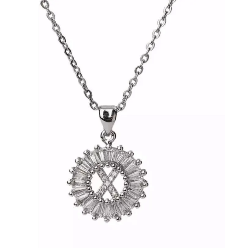 Silver Initial Crystal Pendant Necklace A - Image 7