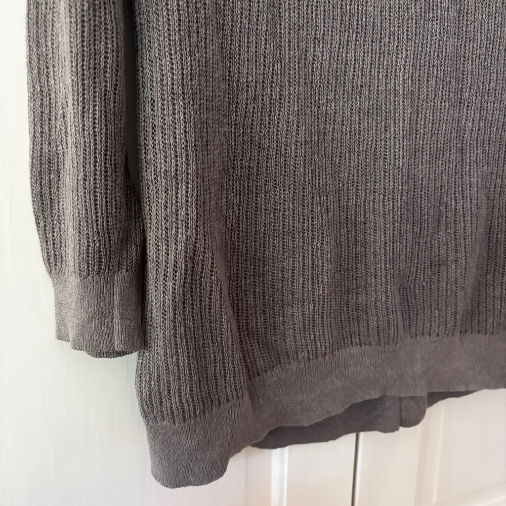 Garnet Hill Gray Grey 100% Linen Tunic Length Cardigan Size Small - Image 9