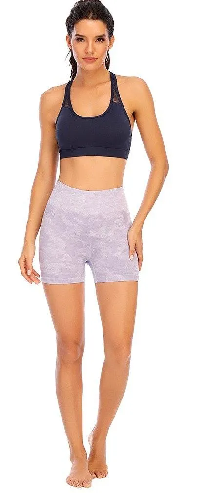 XL. Lilac Camo Squatproof Scrunch Bum Shorts Purple - Image 2