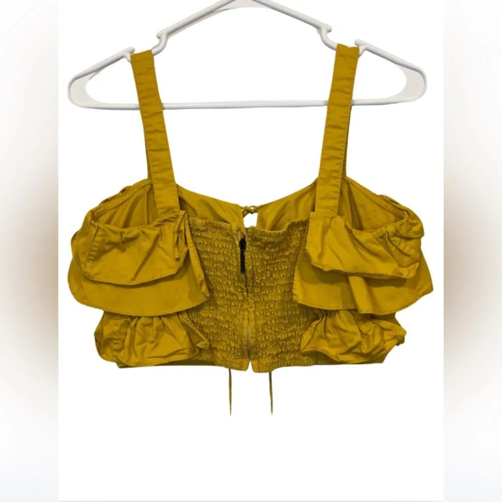 Jason Wu Top Womens Yellow Flouncy Ruffle Crop Top Size 2 - Image 8