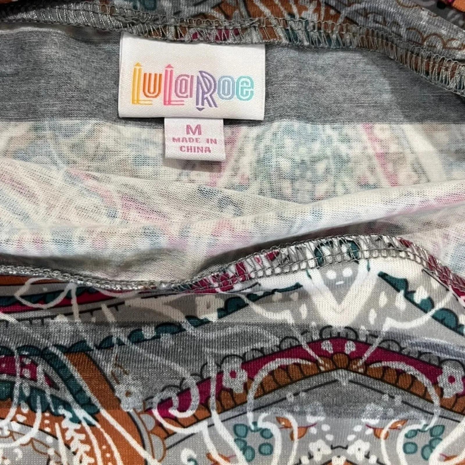 LuLaRoe Cassie Pencil Skirt Multicolor Paisley Striped Design Size Med Career - Image 5