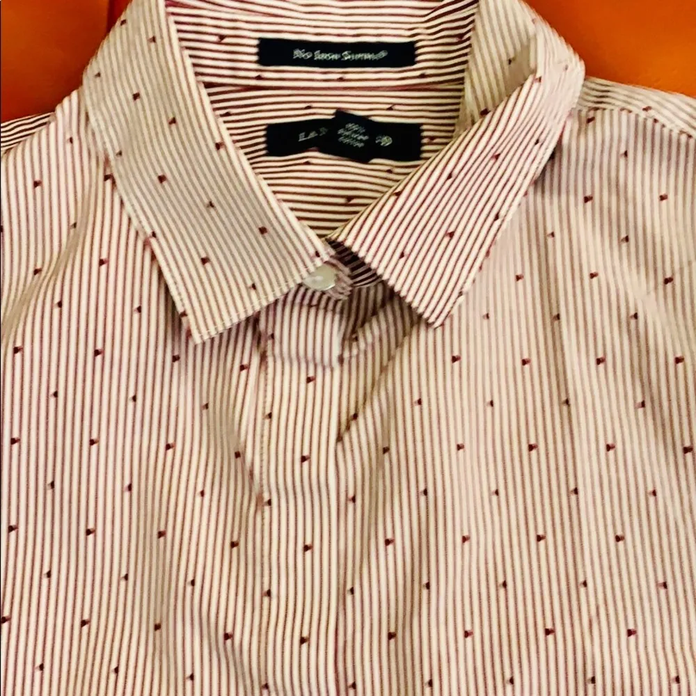 Lands’ End Pinstriped Polkadot Button Down Shirt. White Size 4P - Image 8