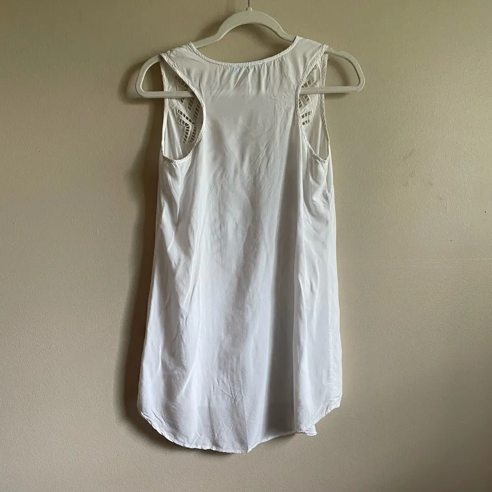 Solitaire white tank swim shirt  Sz M - Image 4