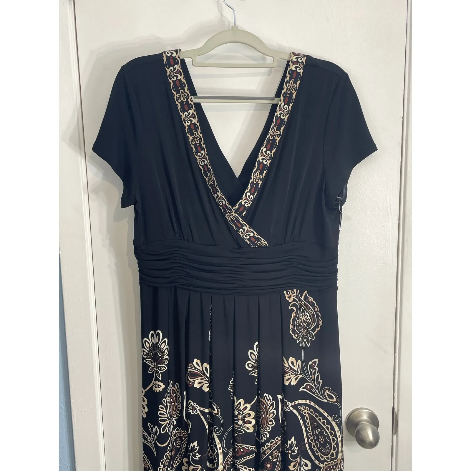 Y2K Studio I Dress Plus Size 16P Black Faux Wrap Floral Paisley Gilmore Girls - Image 2