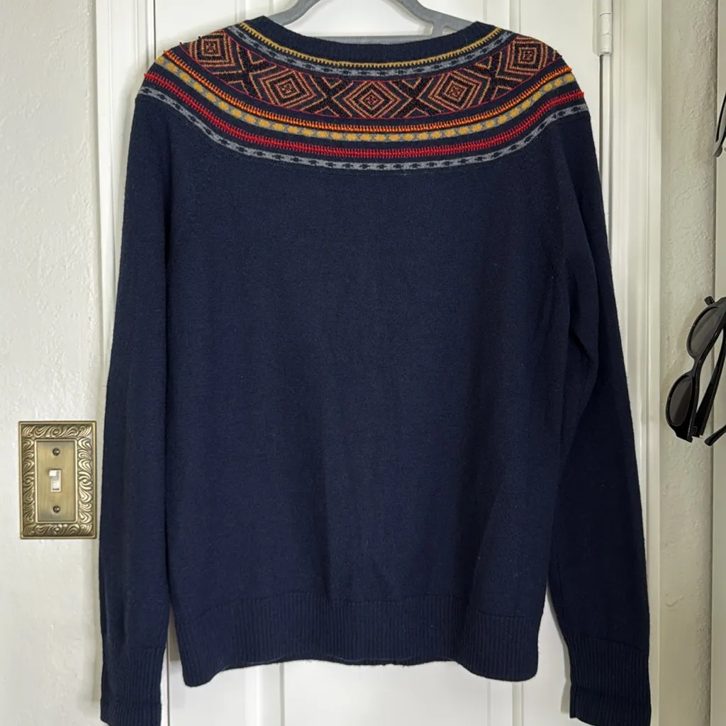 Lucky Brand y2k fair isle beaded wool blend cardigan sweater - Image 7