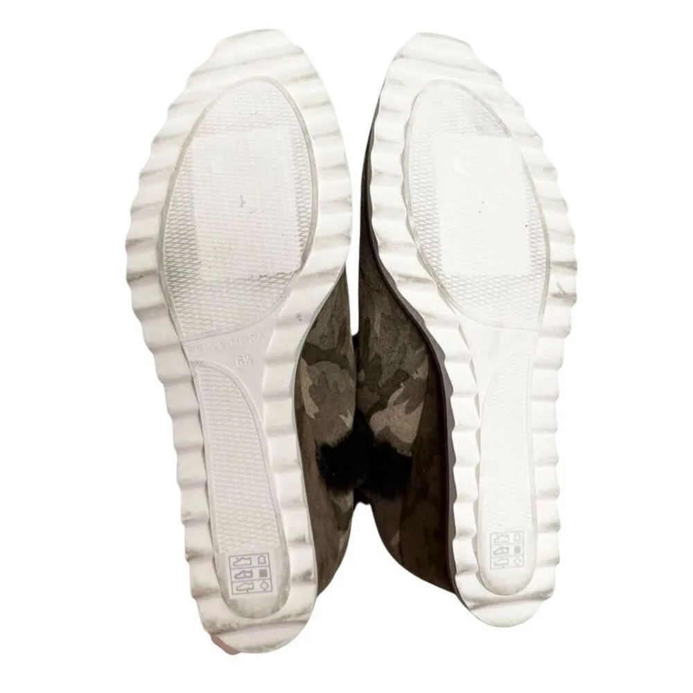 Pelle Moda Boots Size 6.5 Erin Faux Fur Trim Wedge‎ Camouflage Zip Booties Green - Image 11