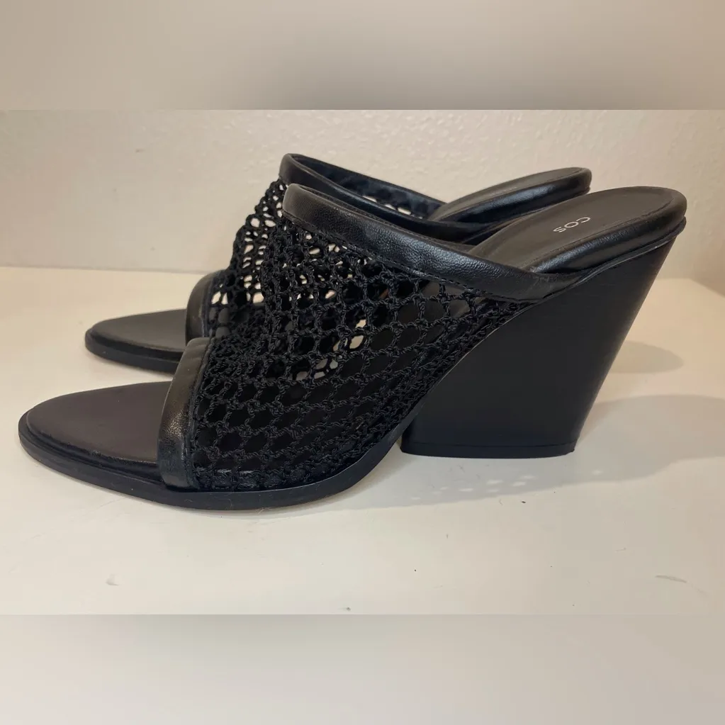 COS ‎ Women’s Black Mesh Wedge Sandals Size 10 (40) - Image 3