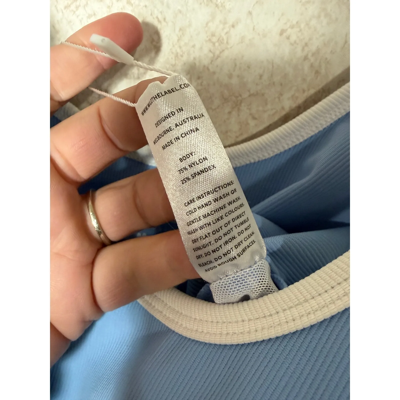 WILO Athletic Romper Bodysuit Blue White Ribbed Athleisure Shorts Size M Tennis Size M - Image 7