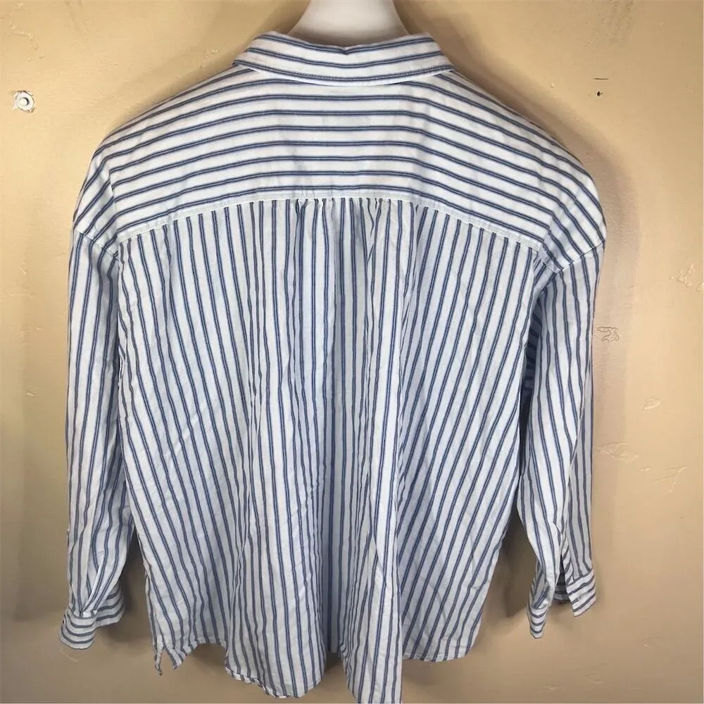 J. Jill Women's‎ XL Blue Striped Button - Image 4