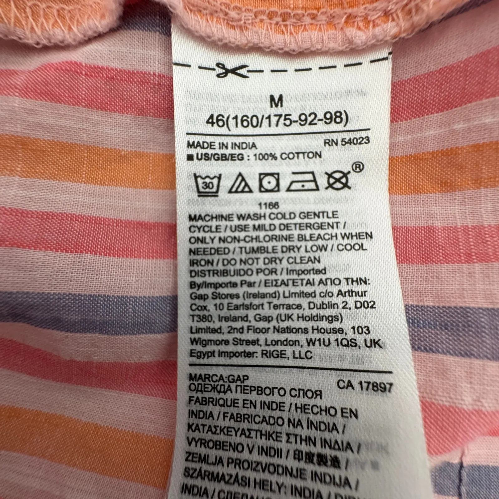 Gap Striped Tank Top Size Medium Pink Orange Blue Tie Shoulder Sleeveless Blouse - Image 10